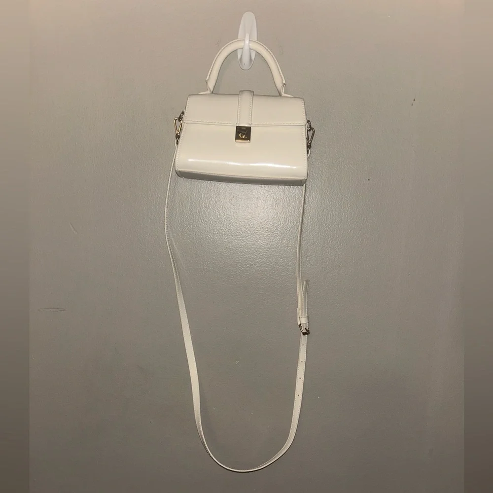 H&M purse - Glossy Cream Mini Bag - Goldtone Hardware Convertible Strap - Picture 7 of 10